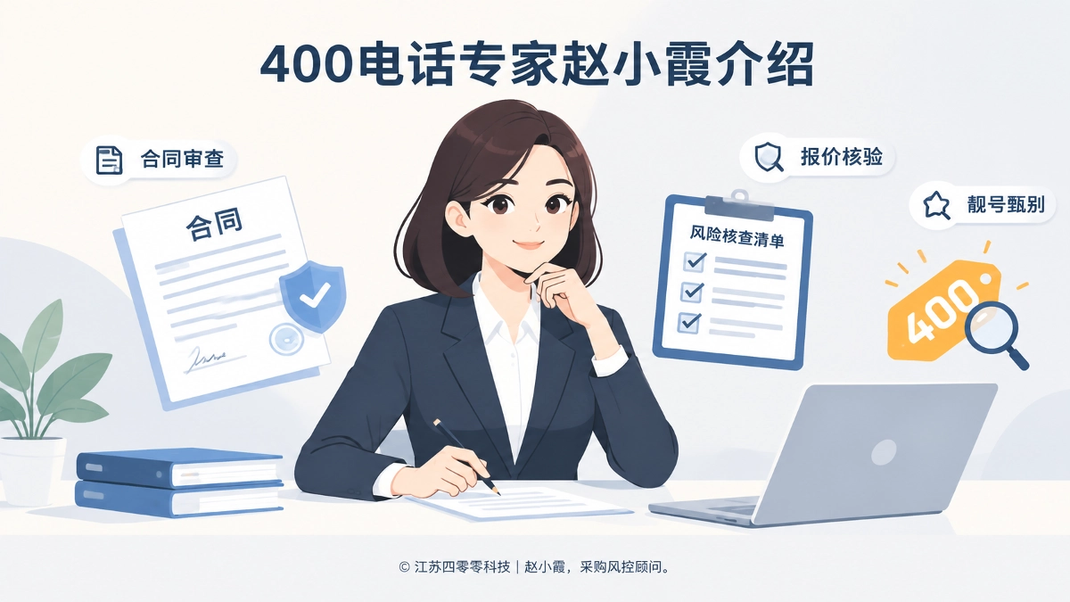 400电话专家赵小霞个人简介，苏州籍，江苏四零零科技采购风控顾问，专注通信采购合同风险审查